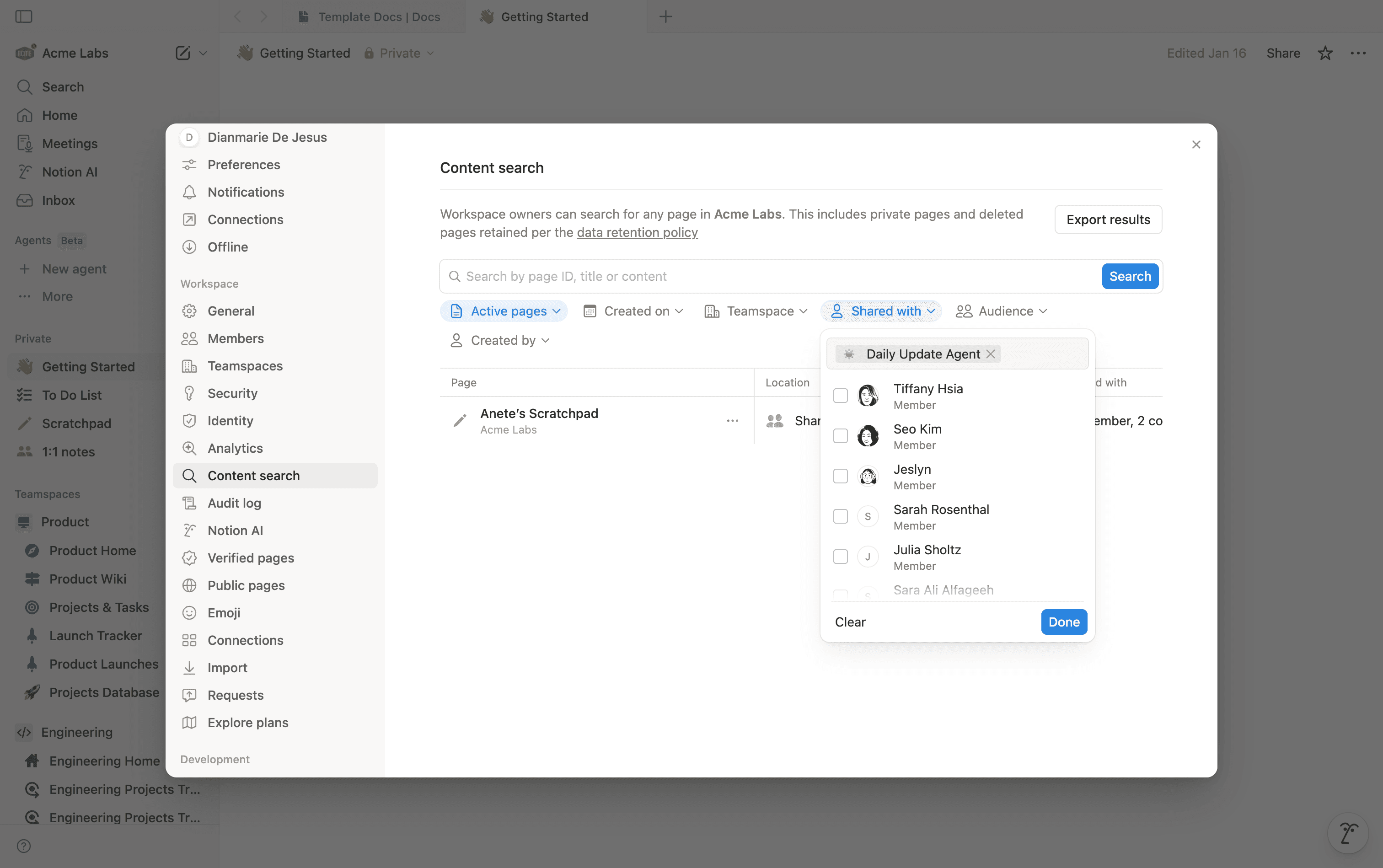 Recherche de contenu