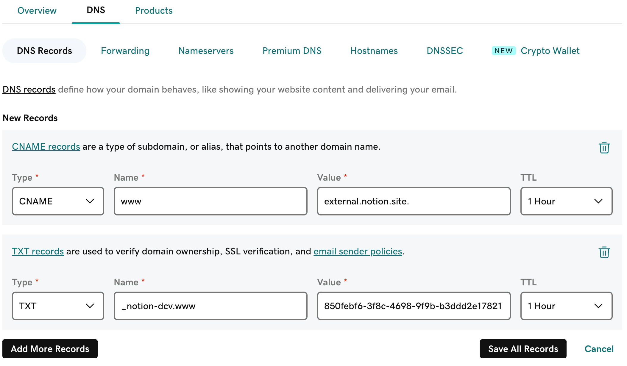 Aide : godaddy étape 2