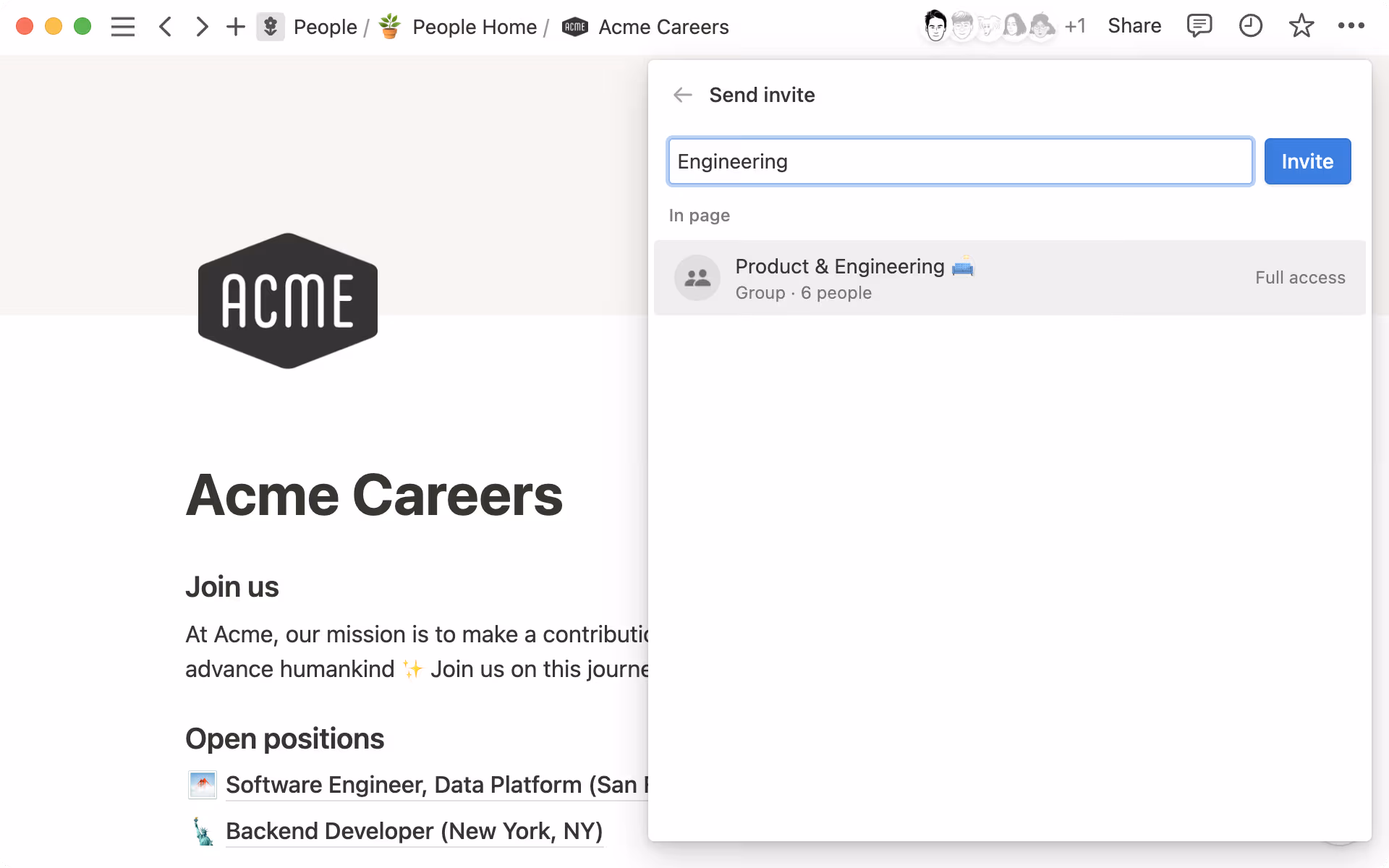 Partage et autorisations ─ partager avec un groupe