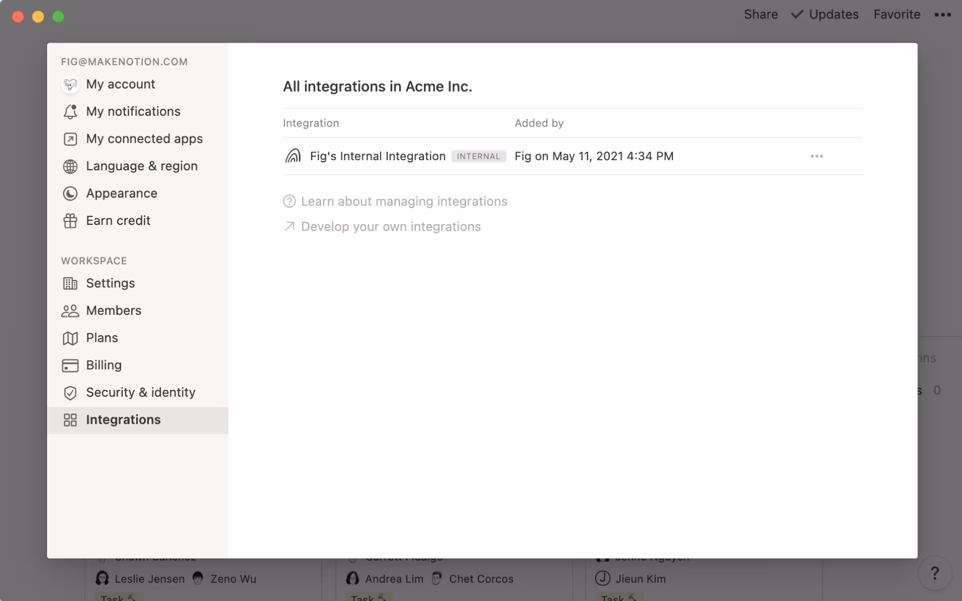 Menu Intégration - créer