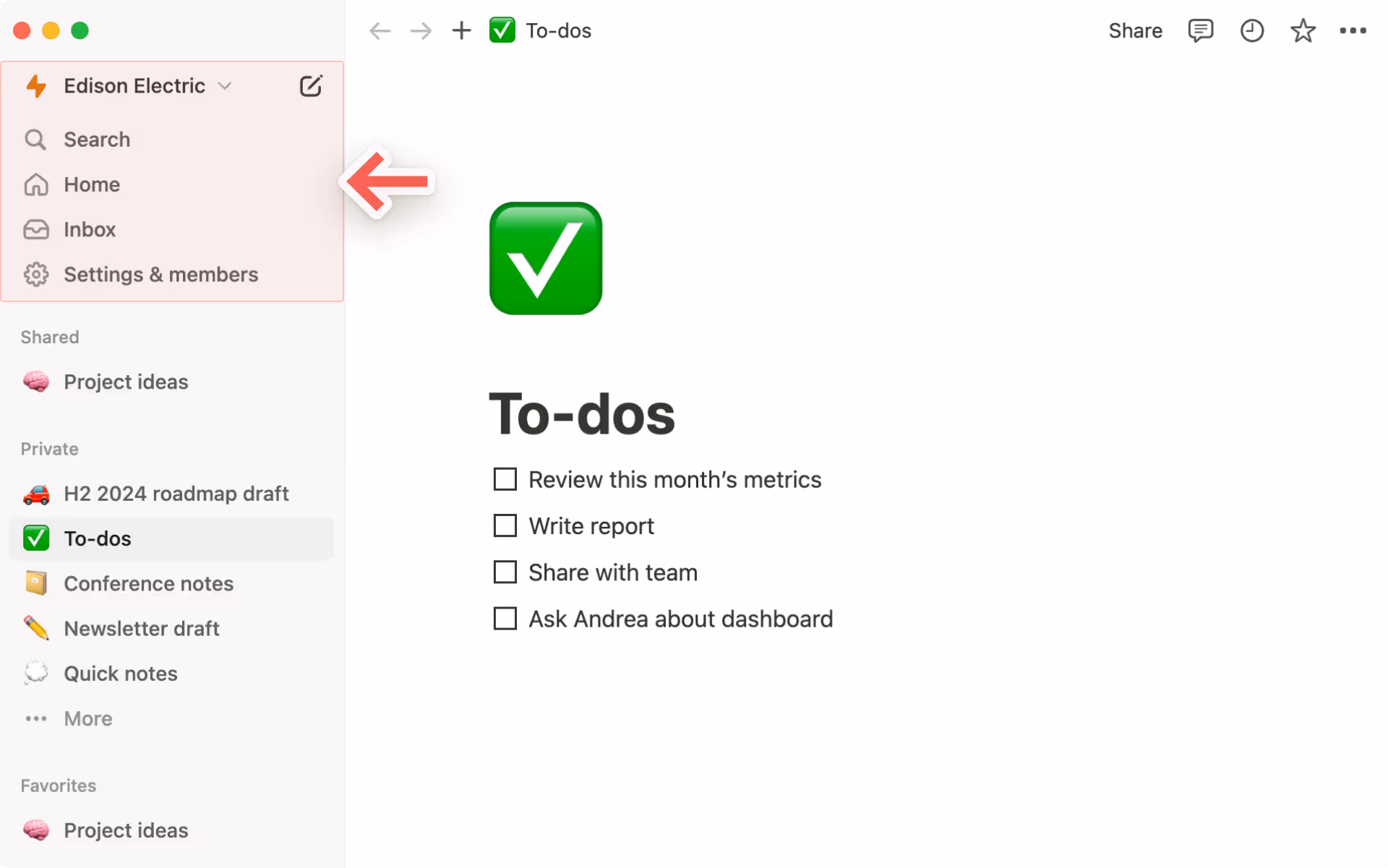 hc : panneau de configuration de la barre latérale