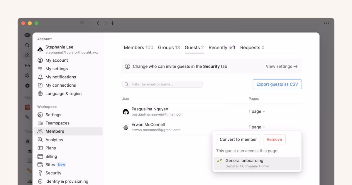 Qui doit être membre de l’espace de travail et qui doit être invité ?